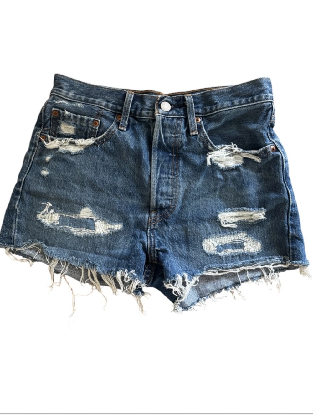Levi’s 501 High-Rise Distressed Denim Shorts